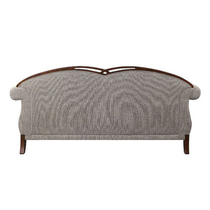 Miyeon - Sofa With 5 Pillows - Fabric & Cherry